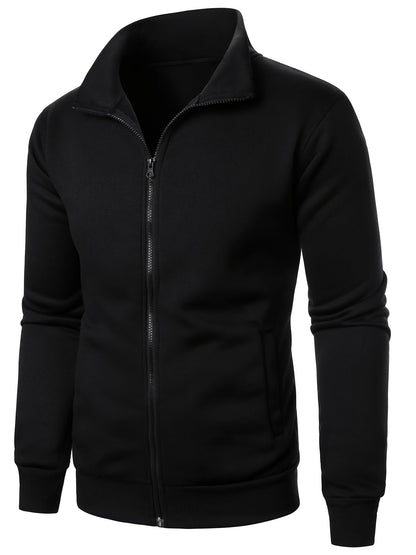 Men'S Heavyweight Thermal Zip-Up Sweatshirt - Thick Winter Pullover with Stand-Up Collar, Full-Zip Front Closure & Side Pockets - Cold Weather Outerwear for Everyday & Formal Wear - Black (Non-Bulky Warmth), Winter Sweater, C