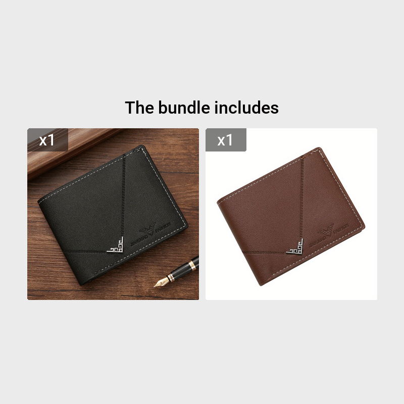 Men's Wallet Short Money Clip, Fashion Multi-card Lychee Pattern Horizontal Splicing PU Leather Clip Christmas Gift