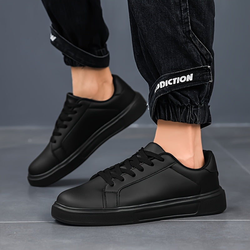Men's Classic Black White Two-Tone Casual Flat Shoes