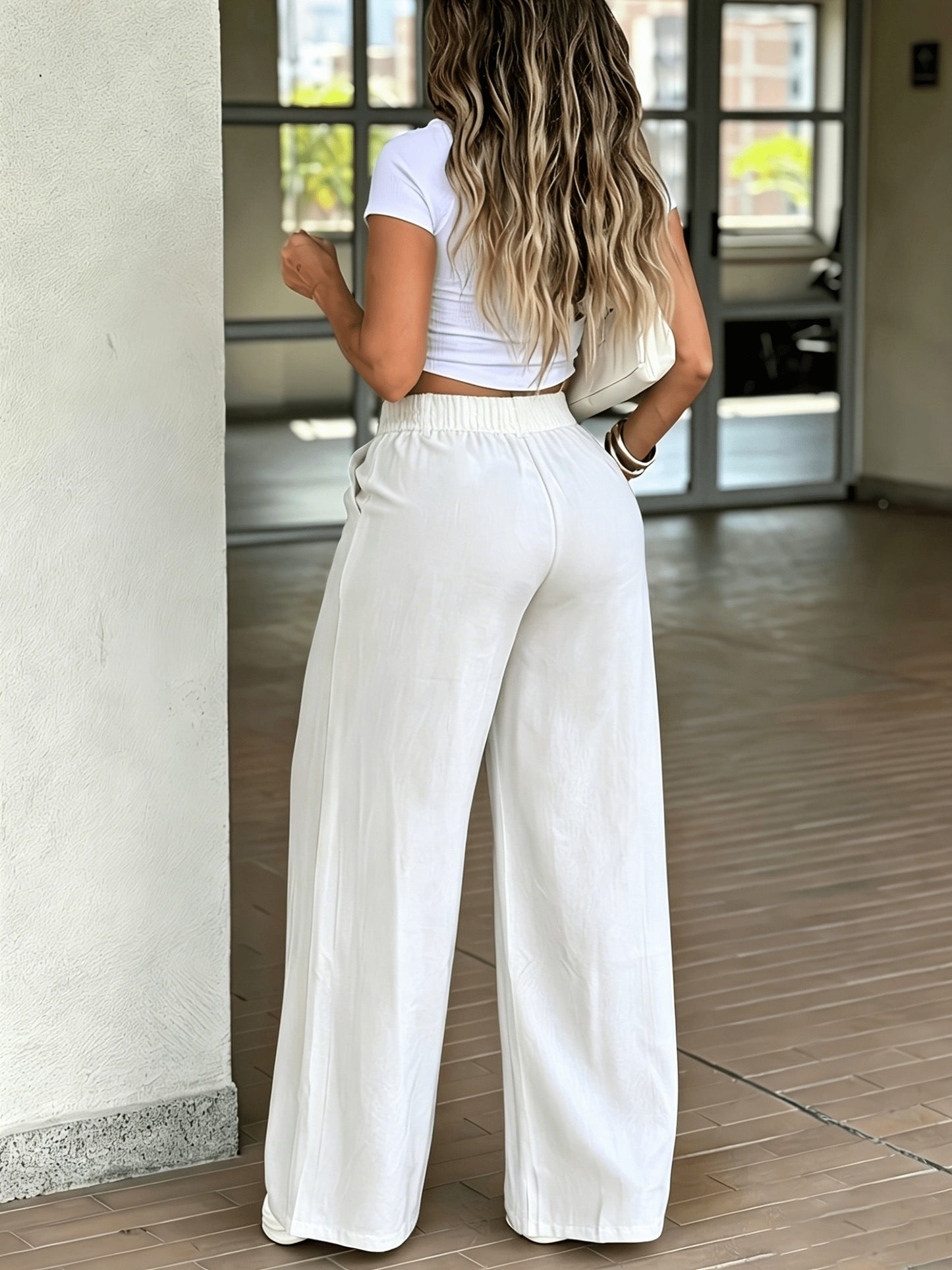Women's High-Waist Wide-Leg Flowing Casual Trousers