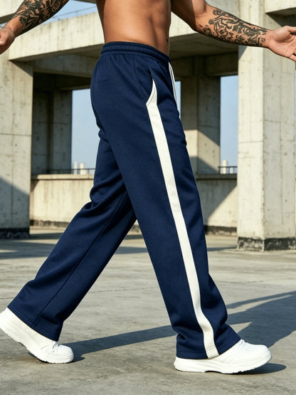 Men's Loose Fit Gym Sweatpants with Side Stripe and Pockets