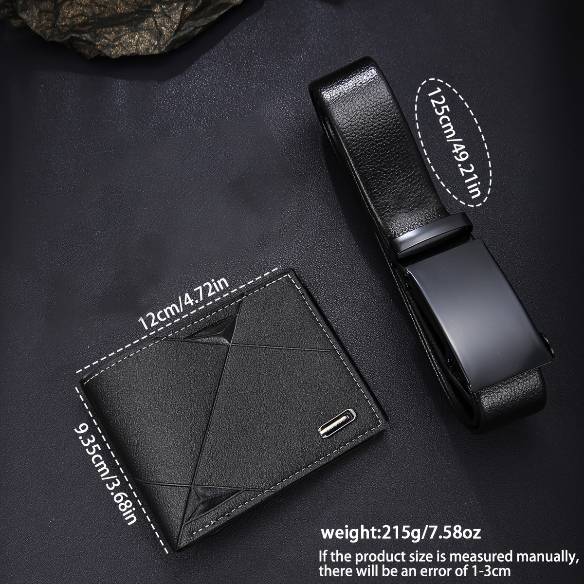 3pcs Men'S Watch, Belt, Wallet Set | Fashionable Sports, Business, Leisure, Gorgeous and Trendy, Specially Designed for Men, No Gift Box
