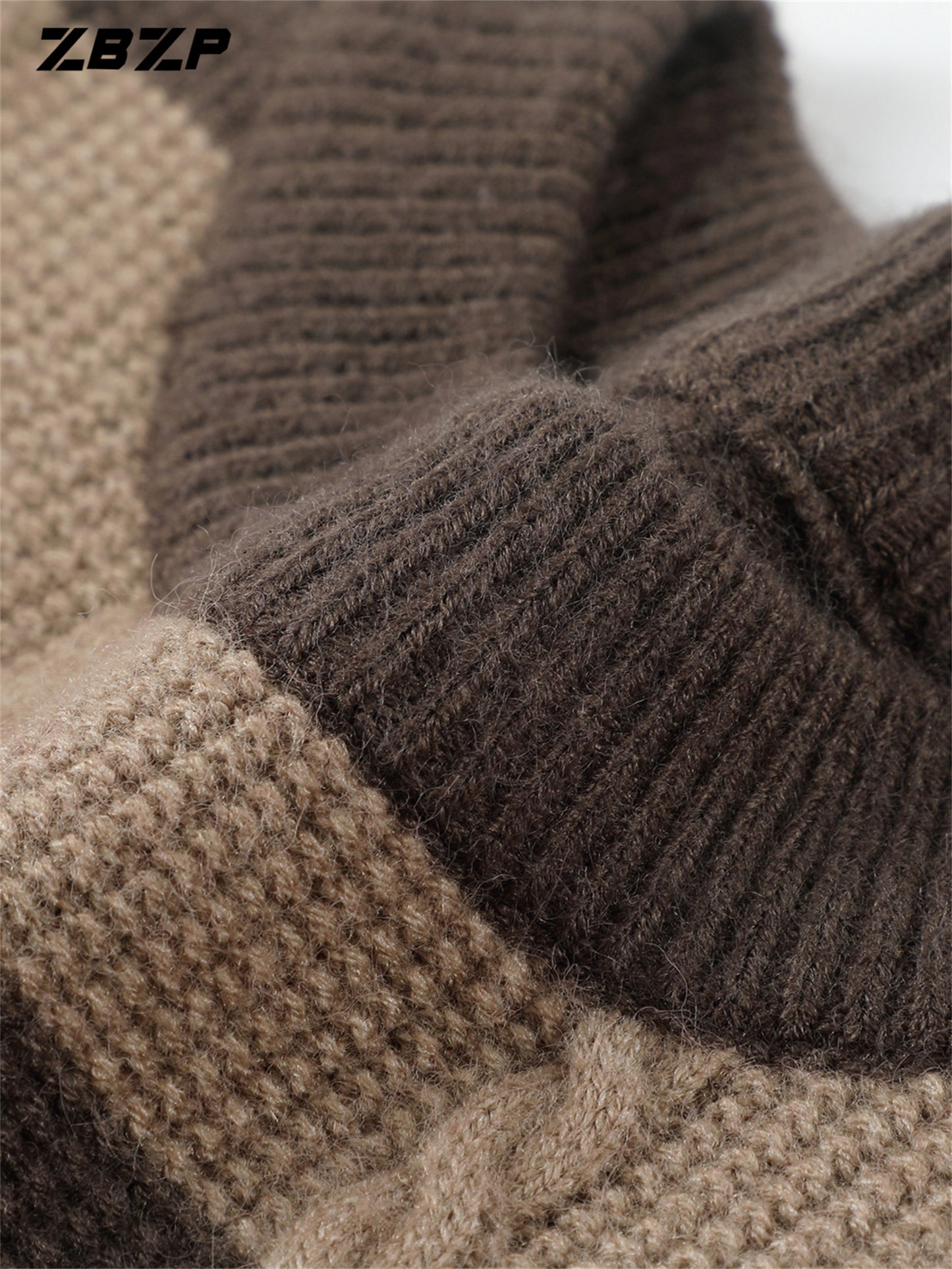 ZBZP Men'S Casual Striped Knit Sweater - Dark Gray & White Horizontal Stripes, Round Neck Long Sleeve, Regular Fit, Autumn Winter Warm Pullover for Casual Attire, Knit Sweater, Comfortable Fashion, Soft Texture, Cold Weather