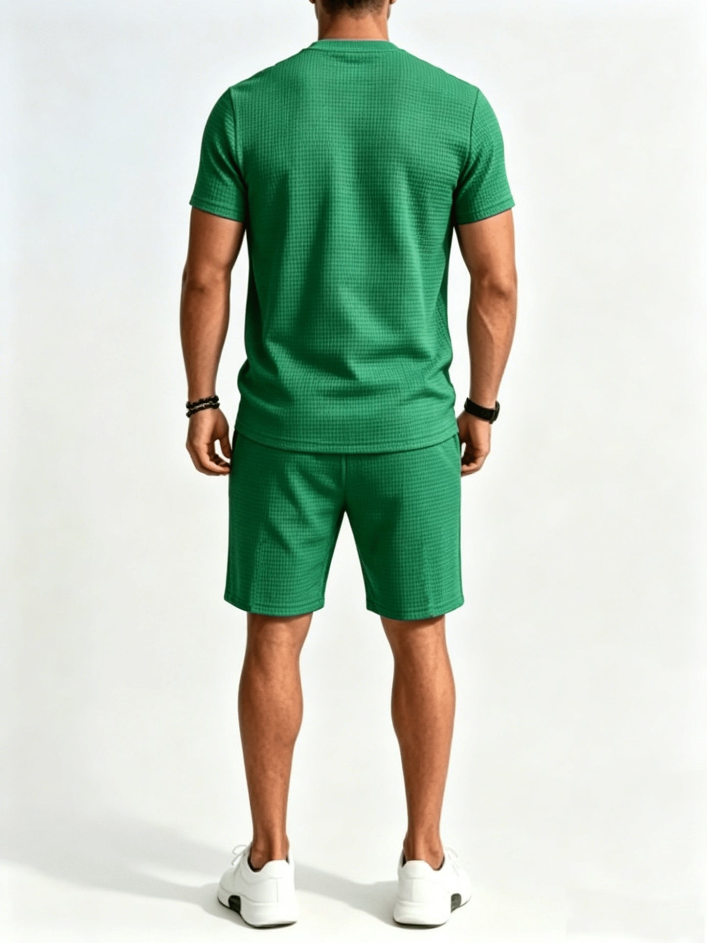 Men's Summer Casual Athletic Crew Neck T-Shirt & Shorts Set