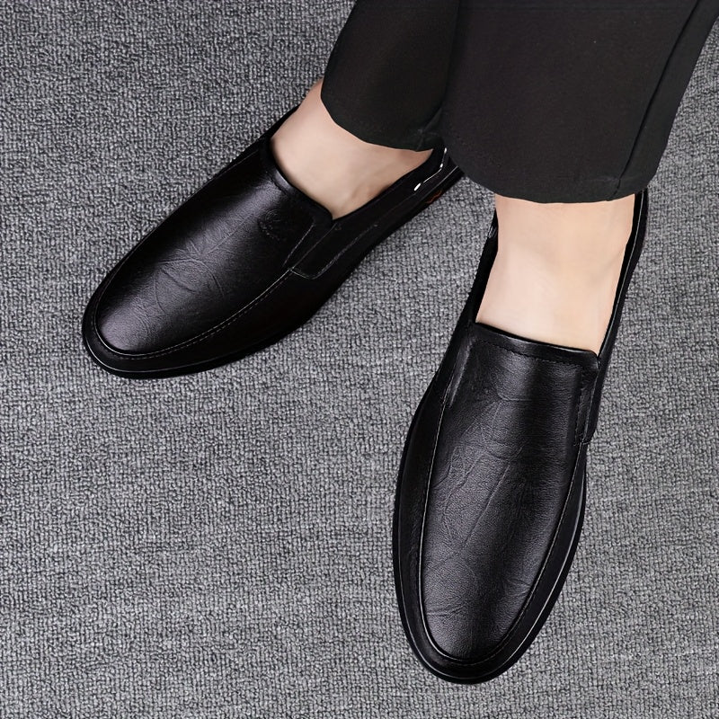 Men's Slip-On Loafers Cowhide Rubber Sole Business Casual Shoes