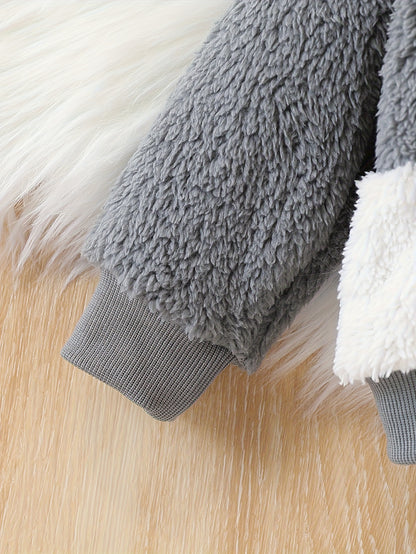 JOPGEEY 2pcs Baby Winter Outfit Set - Cute Plush Hooded Long Sleeve Romper & Pants with 3D Animal Ear Applique (Bears/Cats/Dogs), Soft Stretch Fabric, Machine Washable Cozy for &, Perfect for Outdoor