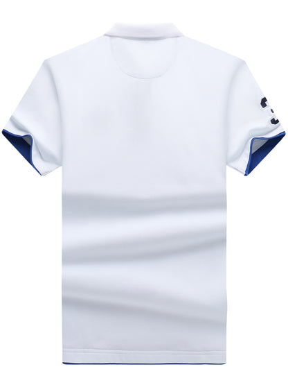 Men'S Short-Sleeve Polo Shirt with 95% And Embroidered Design - ayq