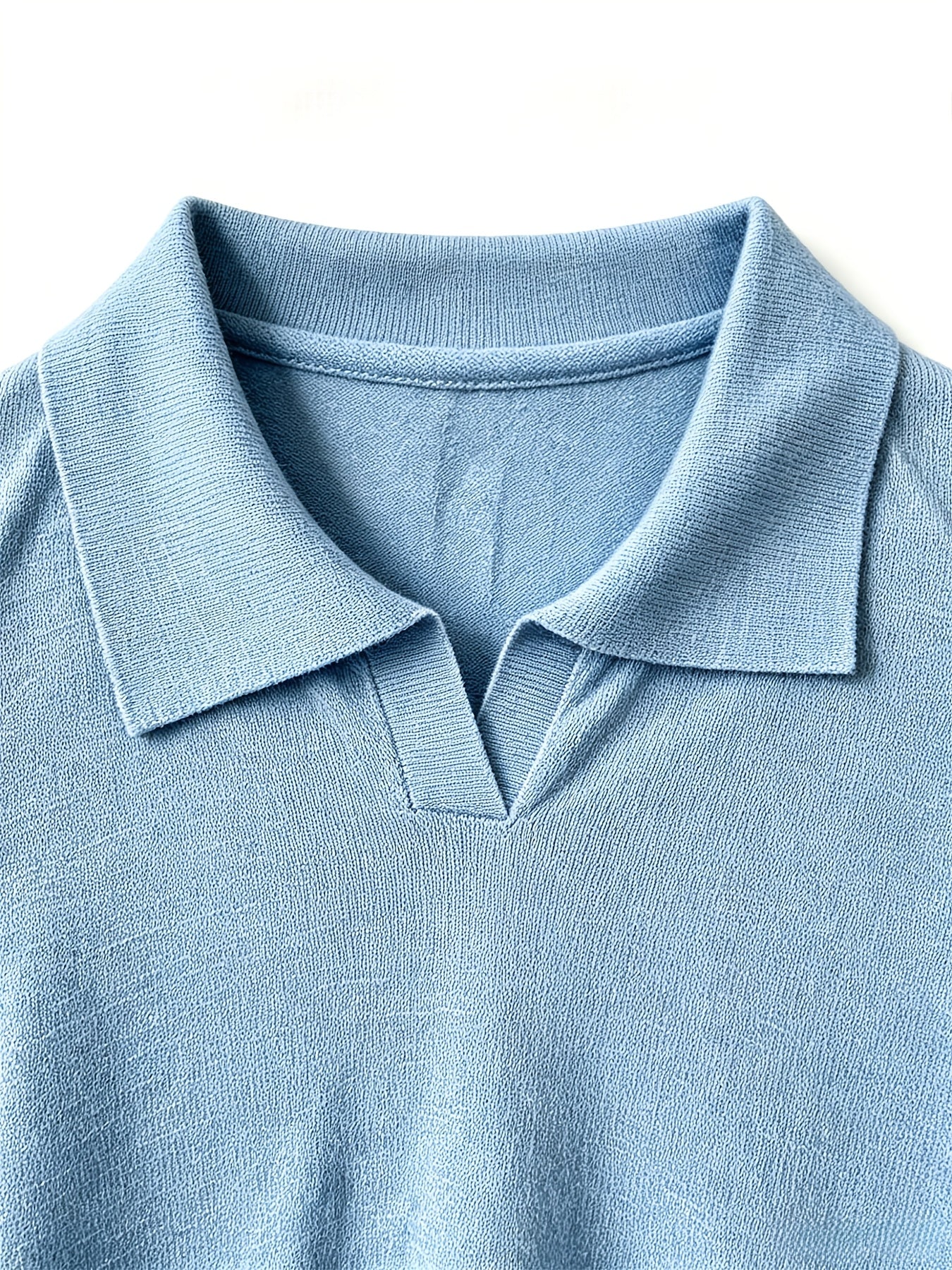 Men's Knit Polo Shirt with Geometric Pattern - Lightweight Summer Styl