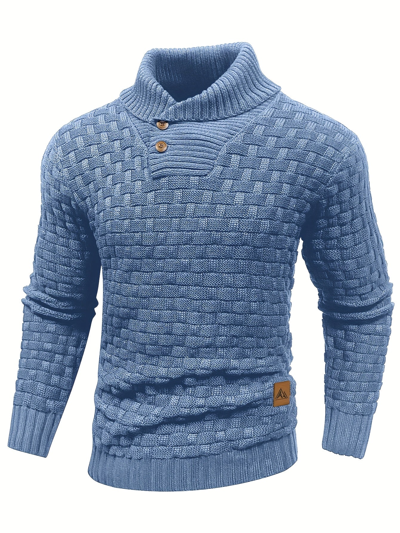 Men's Casual Waffle Pattern High Stretch Sweater, Chic Mature Pullover Sweater For Fall Winter