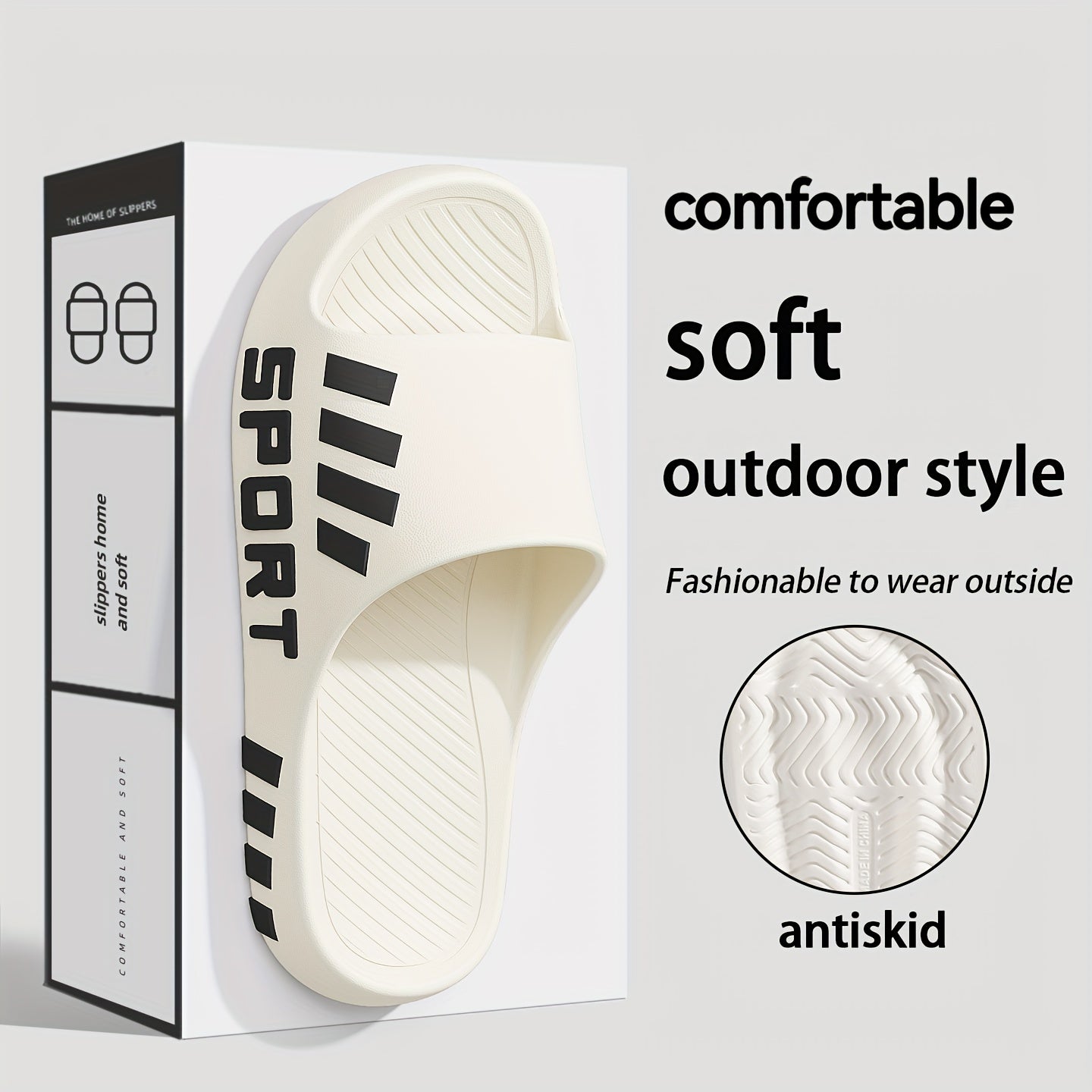 FZT Four Seasons Slippers, Letter Design Slippers, Men's Outdoor Thick-Soled Comfortable Slippers, Couple Style Indoor Home EVA Material, Soft Slip-On Open-Toe Beach Slippers for Women, Daily Casual Outdoor Slippers, Vacation - ayq