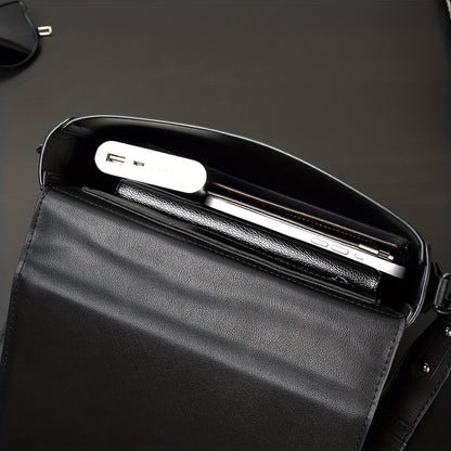 caivektine Men's Stylish Black Crossbody Bag - Adjustable Strap, Quilted Grid Design, Casual Business Shoulder Bag for Everyday Outings, Casual Business Bag   Sleek Modern Bag   Adjustable Strap Bag, Small Crossbody Bag