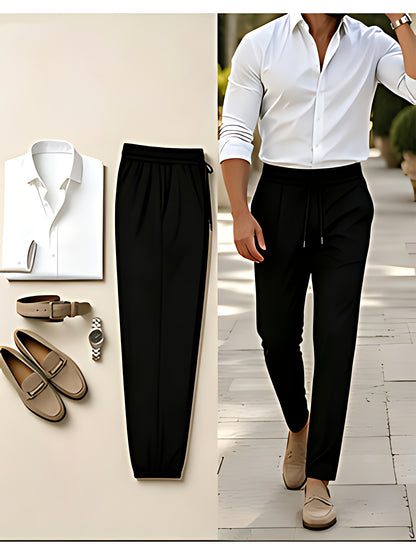 Men's Slim Fit 2-Piece Suit Set Long Sleeve Shirt & Tapered Pants