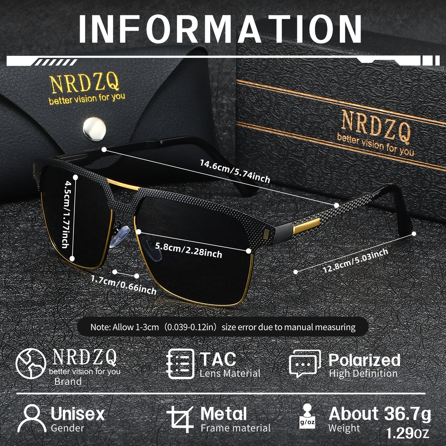 NRDZQ Men's Vintage Polarized Sunglasses with Metal Frames