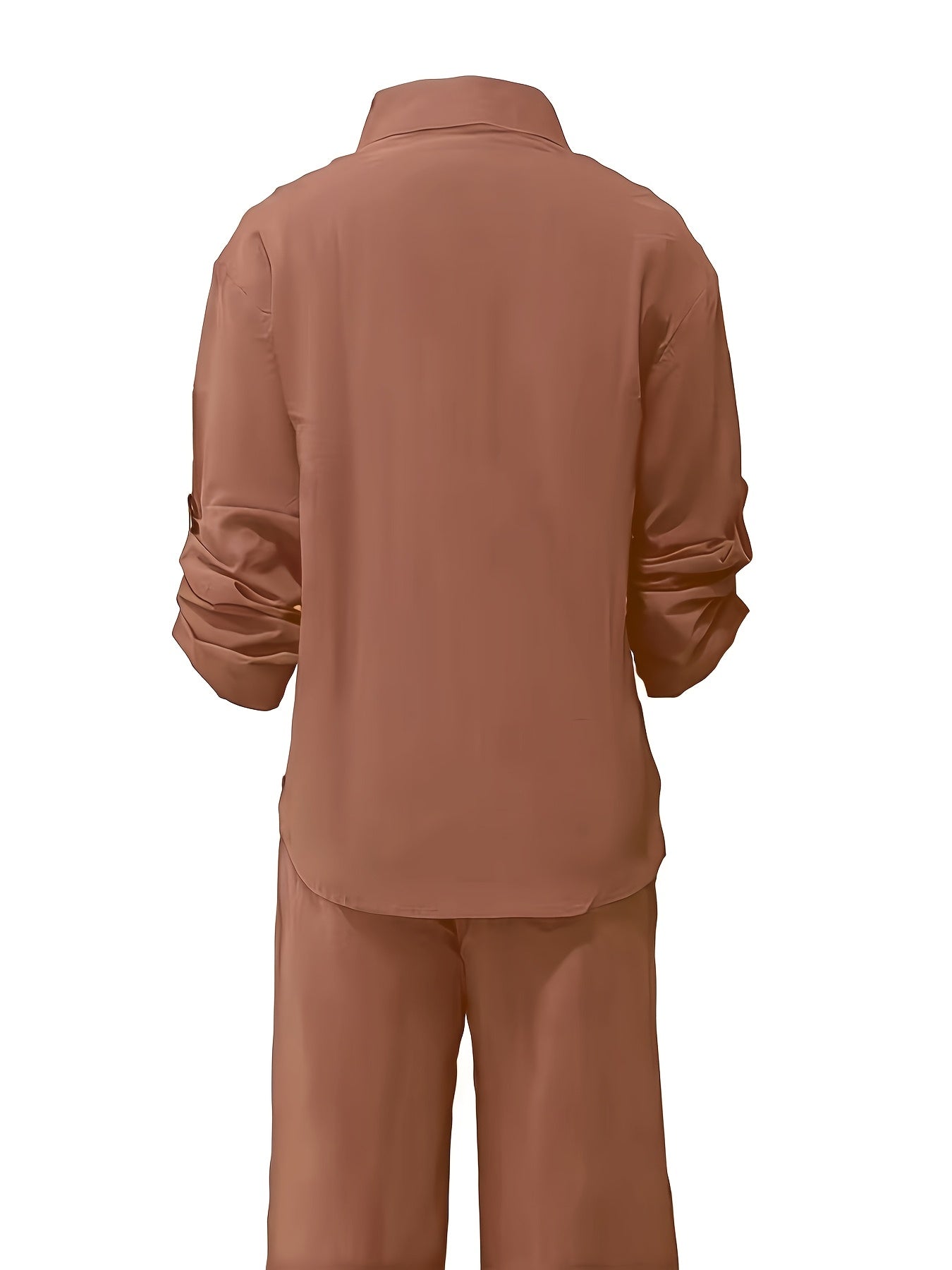 Elegant Women's Casual Cardigan & Pants Set in Solid Color