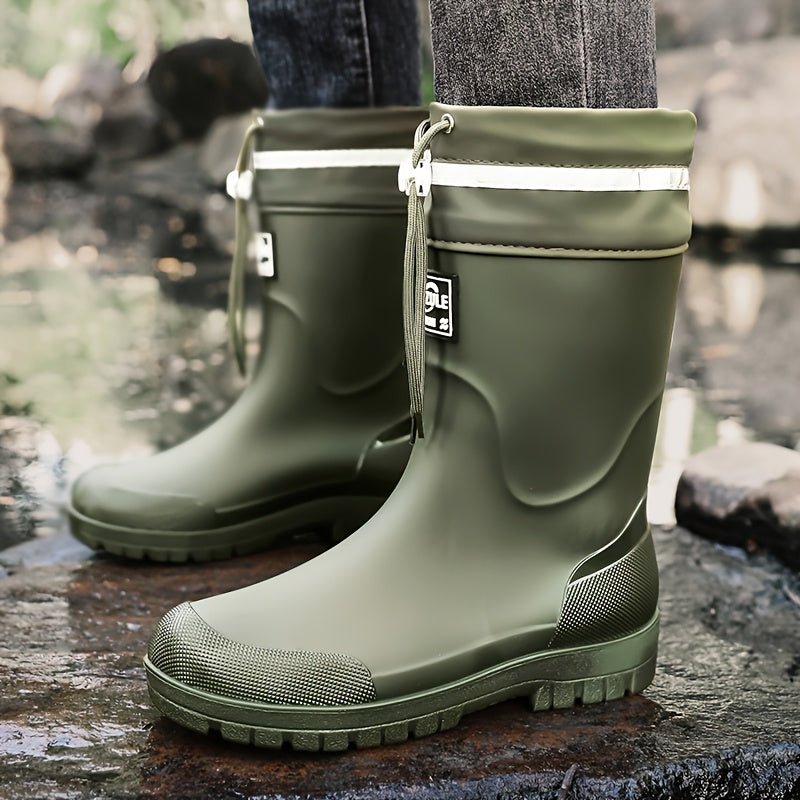 Men's Lightweight Rubber Rain Boots Casual Mid-Calf Style
