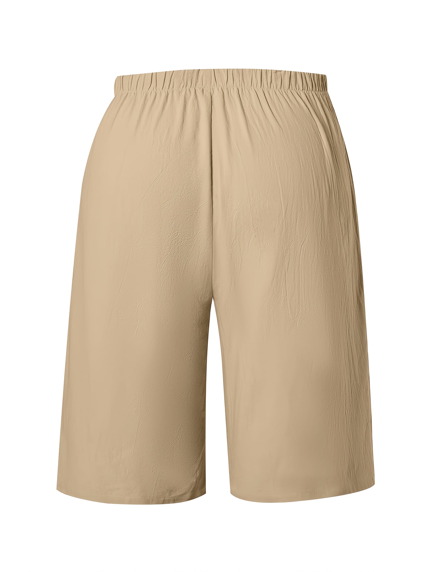 Women's Casual Solid Color Polyester Shorts with Faux Drawstring