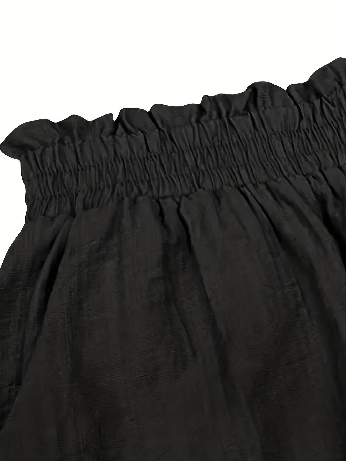 Solid Tassel Hem Loose Shorts, Vacation Paper Bag Waist Summer Shorts, Women's Clothing