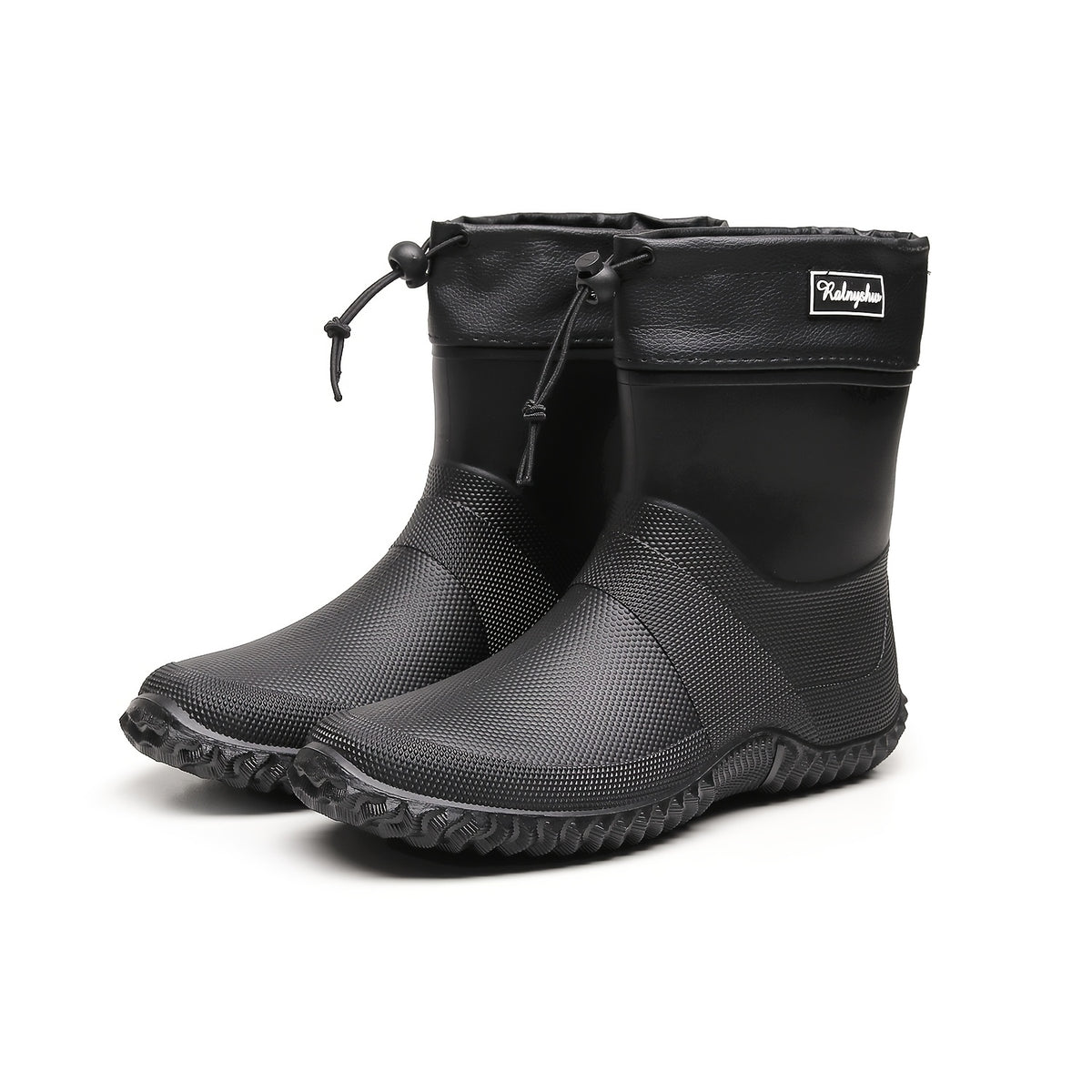 Men's Lightweight Non-Slip PVC Rain Ankle Boots for Outdoor Work