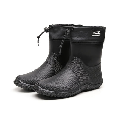 Men's Lightweight Non-Slip PVC Rain Ankle Boots for Outdoor Work