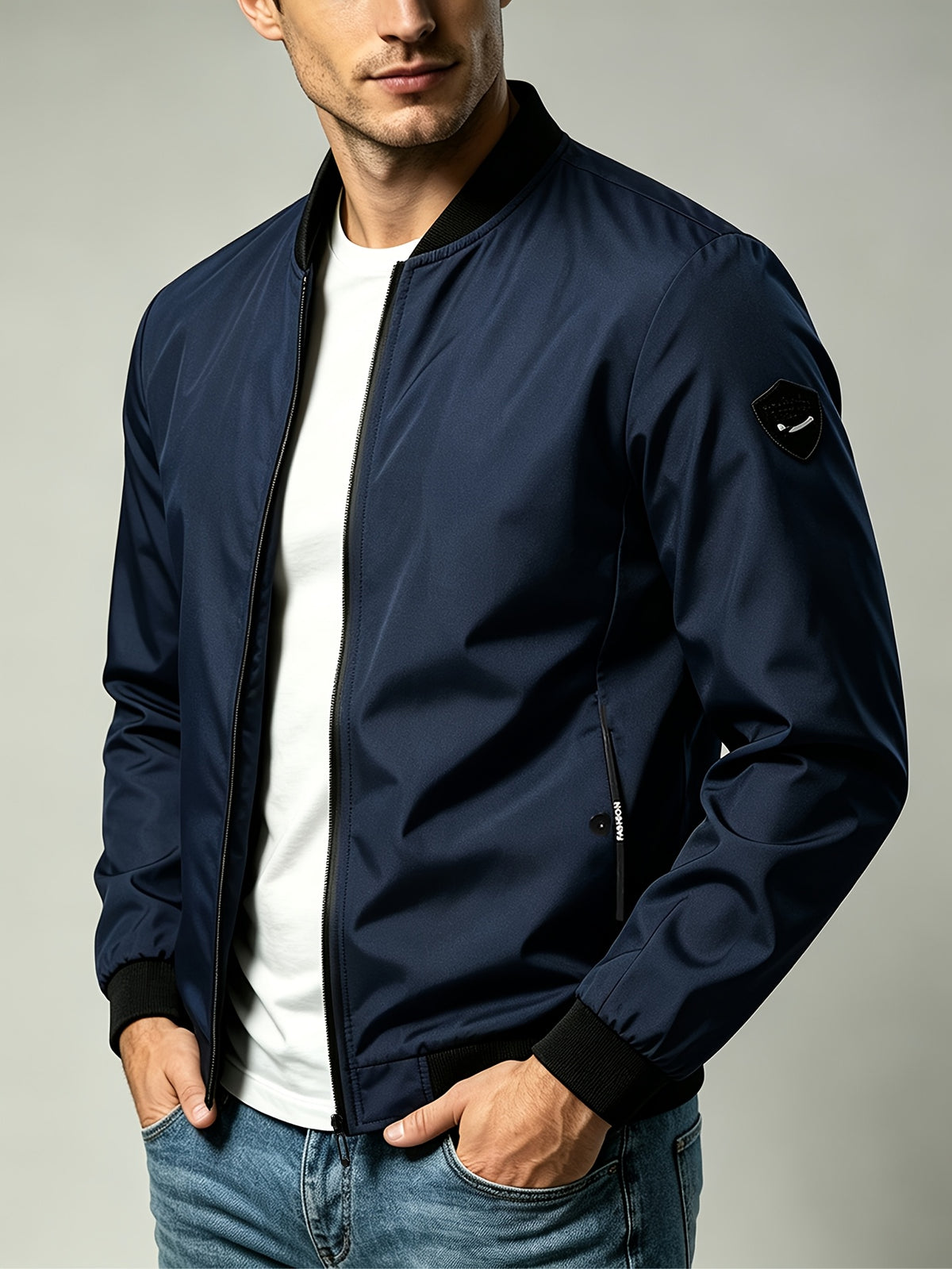 Men's Lightweight Windproof Baseball Jacket for Spring and Fall