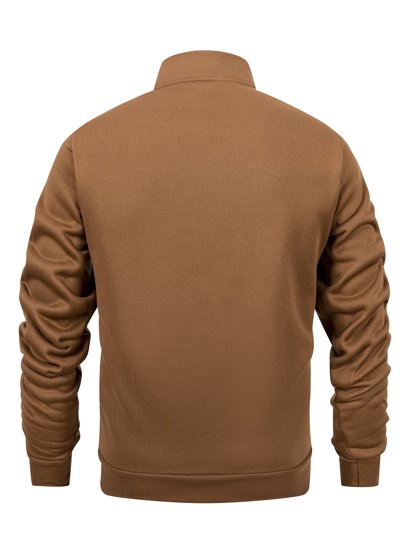 Տղամարդու միագույն բրդյա բաճկոն՝ կանգնած օձիքով, կայծակաճարմանդով, երկար թևքերով, սպորտային, առանց գլխարկի, մեծ կողային գրպաններով, հարմար է ամենօրյա կրելու, բացօթյա գործունեության, լեռնագնացության համար