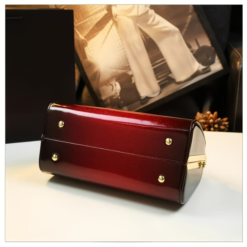 Vintage Red Crossbody Bag for Women with Rhinestone Detail
