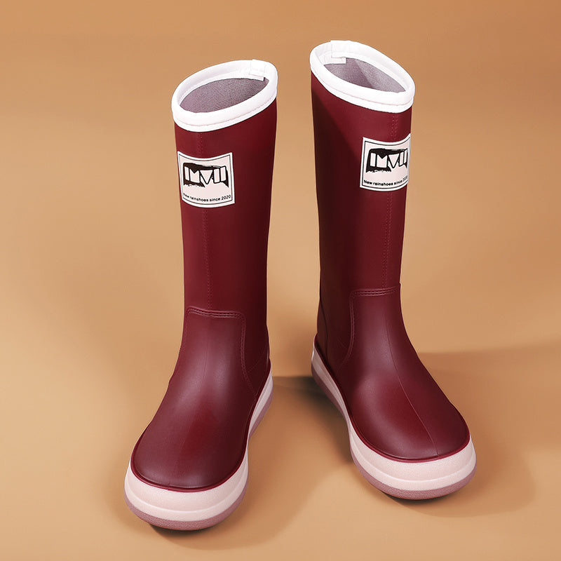 Men's High-Top PU Rain Boots All-Season Slip-On Style