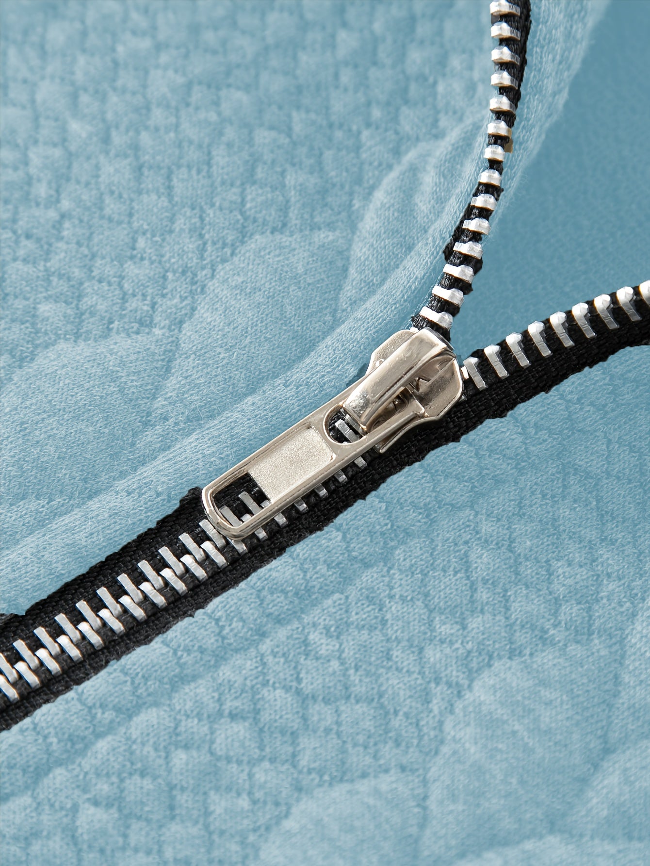 Men'S Light Blue Quilted Zip-Up Jacket - Casual Fall/Winter Outerwear with Stand Collar, Long Sleeves, and Front Pockets, Perfect for Casual Attire, Autumn Winter Apparel | Quilted Texture Jacket | Zippered Jacket