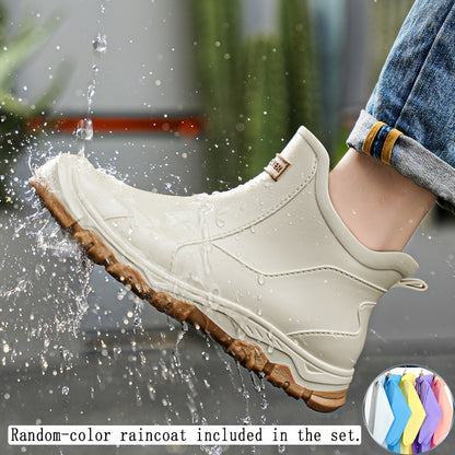 Men's High-Top PU Rain Boots for Outdoor Walking