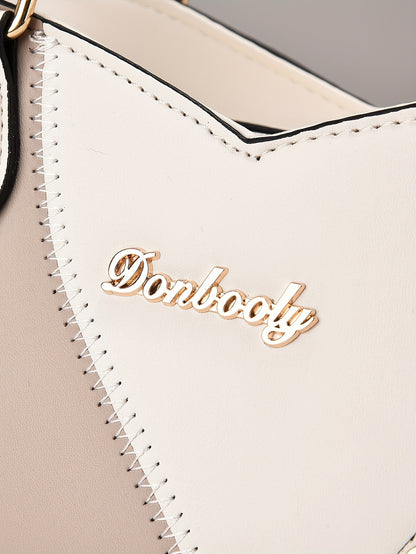 Wo 's Casual Geometric Two-Tone Large Capacity   Handbag with Adjustable   Strap, Detachable Wristlet & Zipper Closure - in Khaki/White/Pink/Red/Green/Black, Travel Accessory, Stylish Accessory, Durable Construction, Spacious