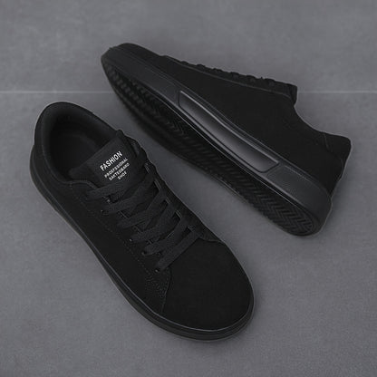 Men's Trendy Solid Skate Shoes, Comfy Non Slip Casual Lace Up Sneakers For Men's Outdoor Activities
