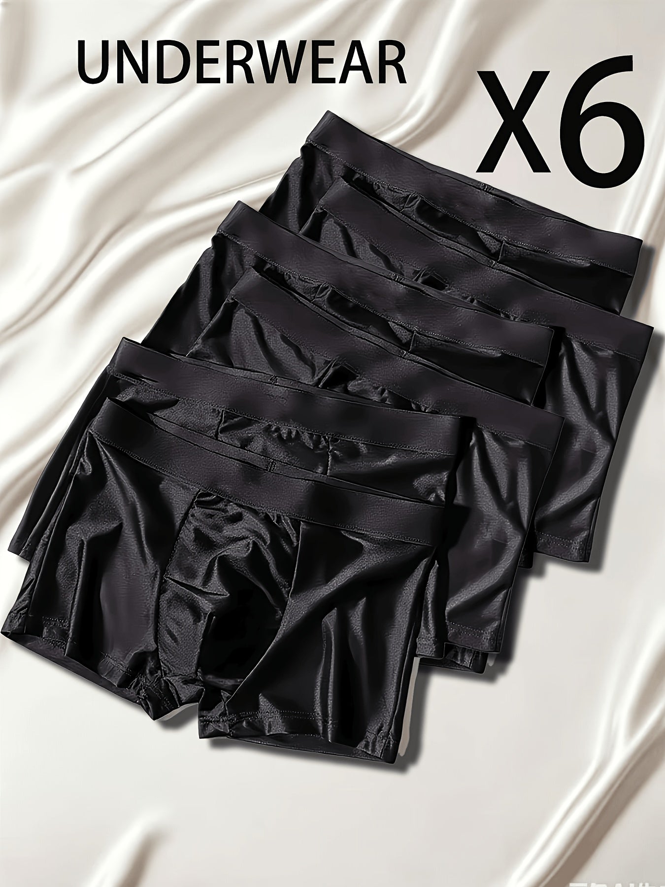 Men's 6-Pack Black Boxer Briefs with Elastic Waistband
