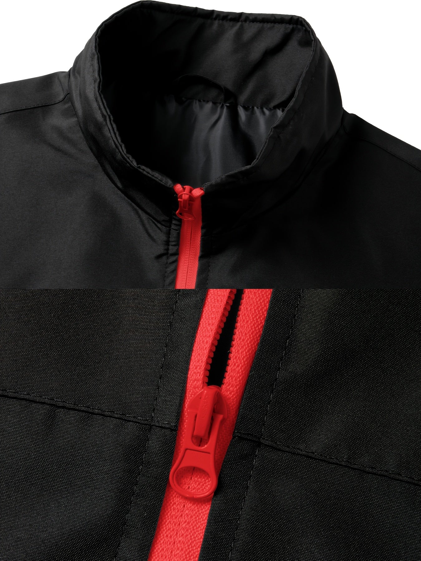 Men's Color Block Sportswear Set with Stand Collar Jacket & Pants