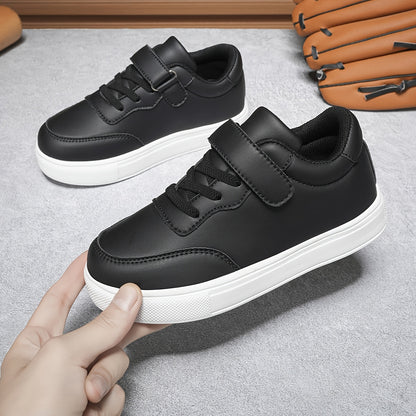 Kids Glossy PU Sports Shoes with Hook-and-Loop Closure