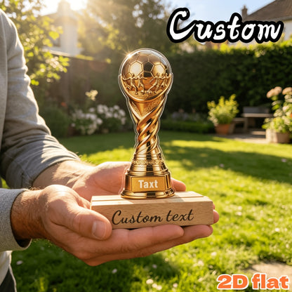 Golden Football Trophy Acrylic Ornament - Customizable Sports Gift