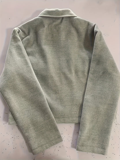 Women's Solid Full-Zip Winter Jacket with Structured Collar