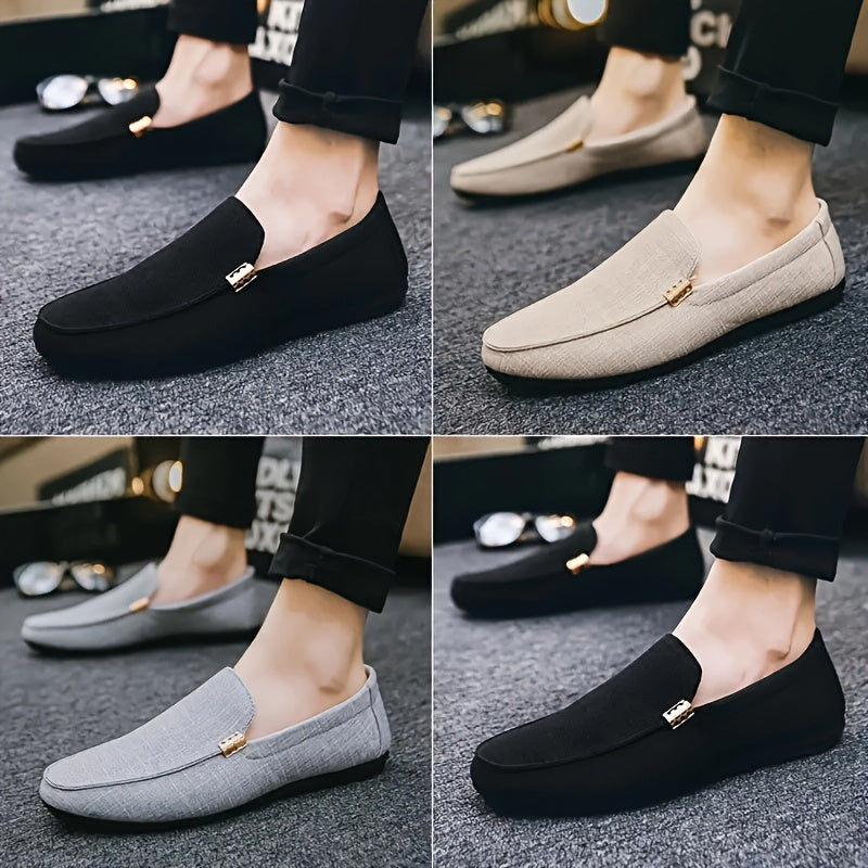 1 Pair Men'S Preppy Casual Slip-On Loafers - Faux Round Toe Shoes with EVA Insole, Breathable Fabric Lining, Wear-Resistant Sole for Outdoor, Hiking & Daily Use - Versatile for Spring/Summer & Fall/Winter