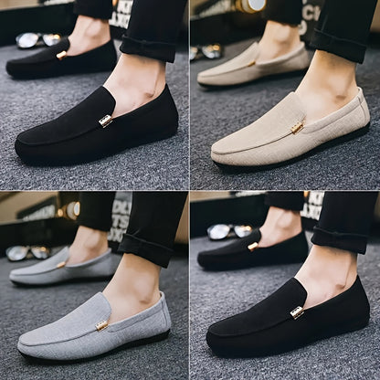1 Pair Men'S Preppy Casual Slip-On Loafers - Faux Round Toe Shoes with EVA Insole, Breathable Fabric Lining, Wear-Resistant Sole for Outdoor, Hiking & Daily Use - Versatile for Spring/Summer & Fall/Winter