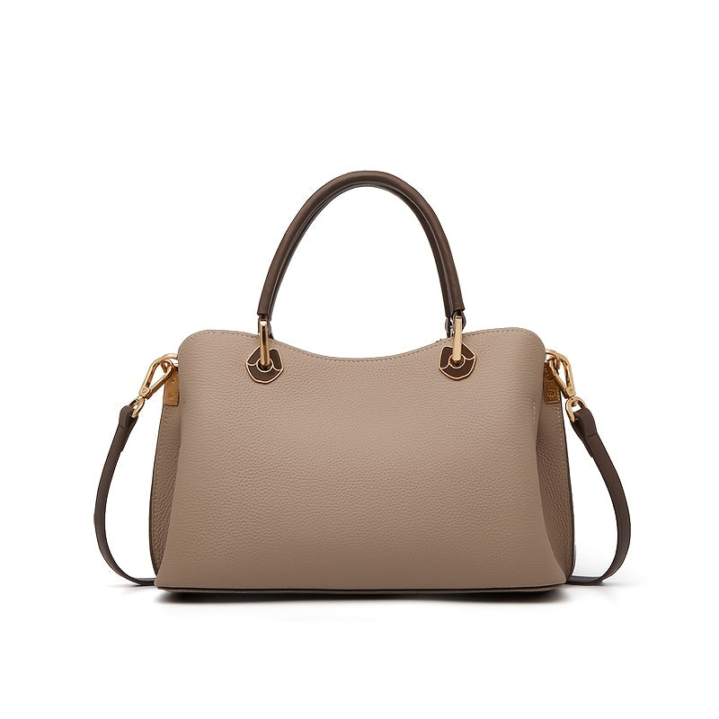 Elegant Large-Capacity Women's Leather Tote Bag with Tassel