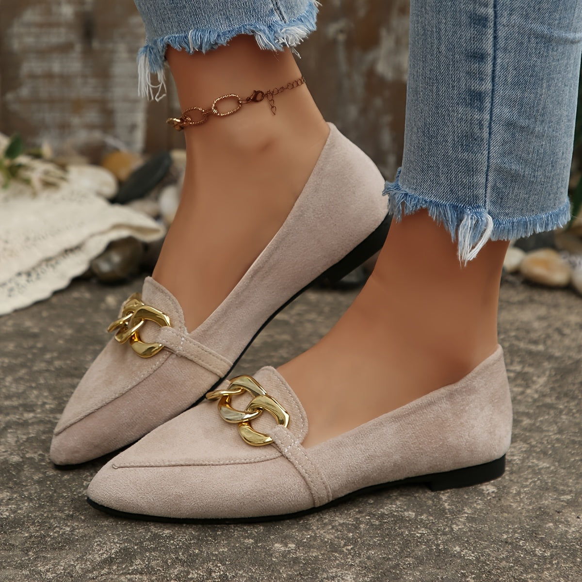 Women's Pointed Toe Slip-On Penny Loafers - Lightweight Fabric Flats