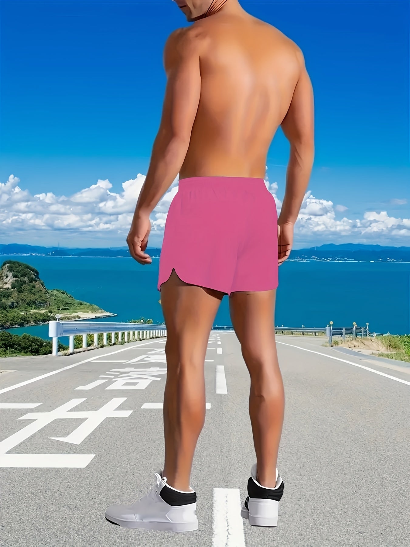 Men's Quick-Dry Summer Swim Shorts with Striped Design