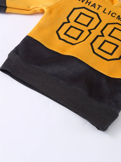 Մանկական ոճային սպորտային հագուստ, նորաձև տառերով տպագիր երկար թևքերով վերնաշապիկի տաբատների հավաքածու, տղաների աշնանային և ձմեռային հագուստ, զբոսանքի հագուստ