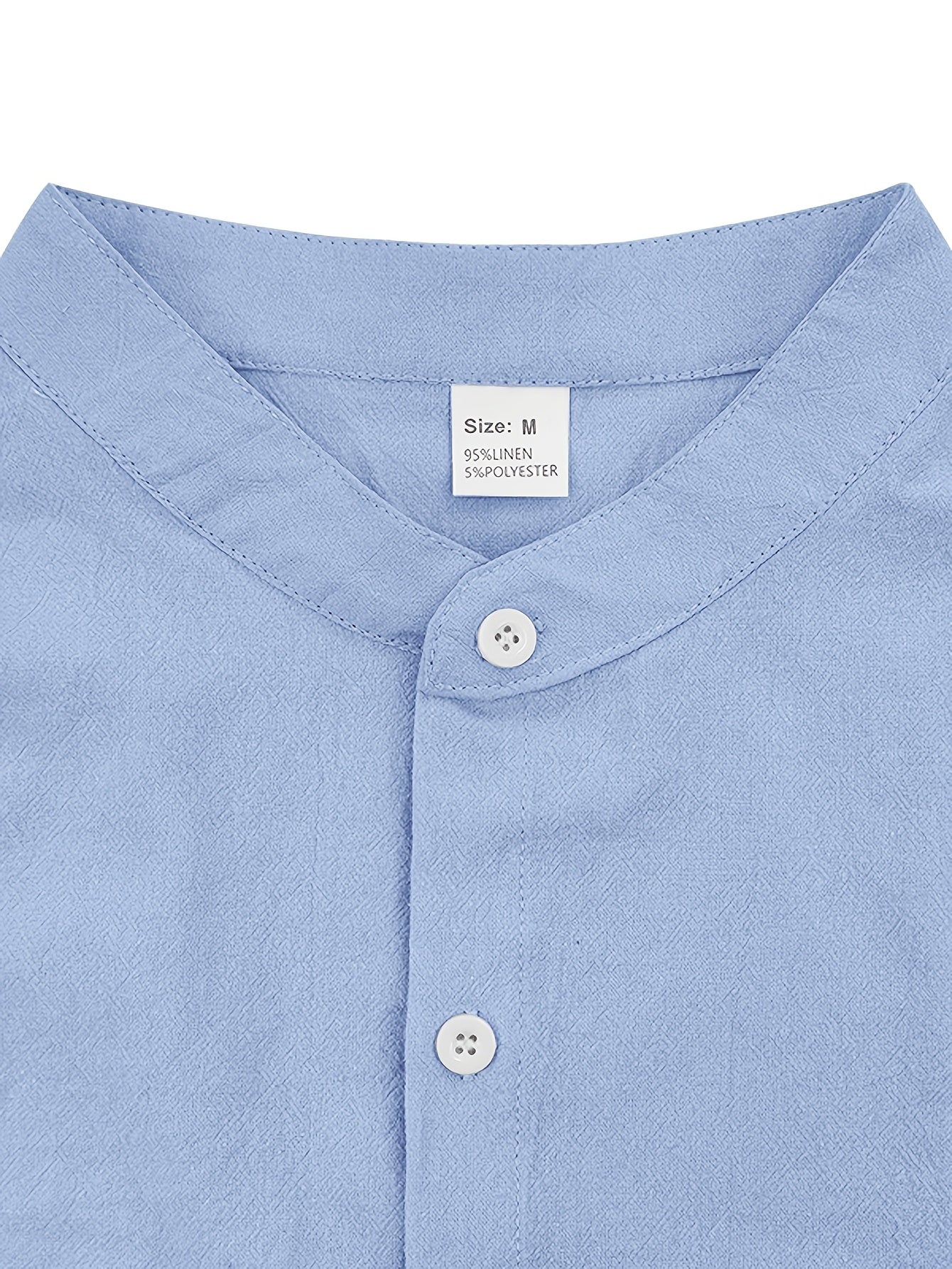 Men's Linen Short Sleeve Shirt & Solid Shorts Set for Summer
