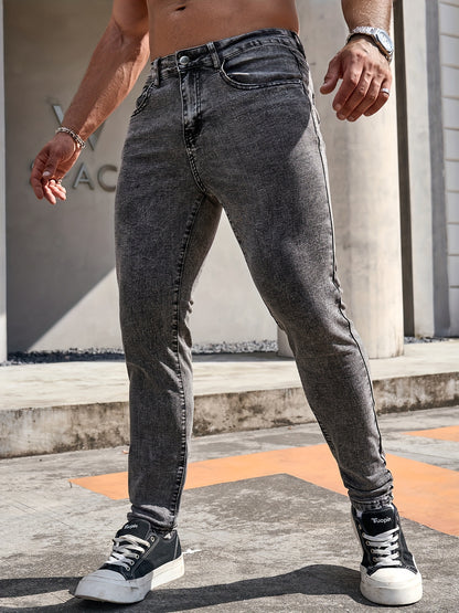 Men's Straight Leg Denim Pants, Men's Classic Design Jeans, Versatile For Four Seasons Wear