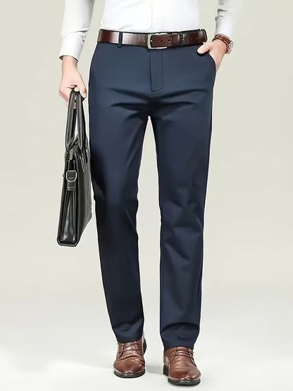 New Casual Formal Pants for Men in Four Seasons, Featuring a Business Style with Trendy Long Trousers. Fashionable And Versatile Men'S Elastic Dress Pants with a Comfortable Classic Design for Casual Wear.
