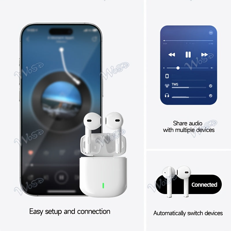 Wosd 2025 New TWS Wireless Earbuds - Unmatched True Wireless Convenience with Ergonomic Design for Maximum Comfort And High-Fidelity Sound Featuring Dolby Bass, ACC Stereo HD Calling - Perfect for Android And Iphone Users, Gr
