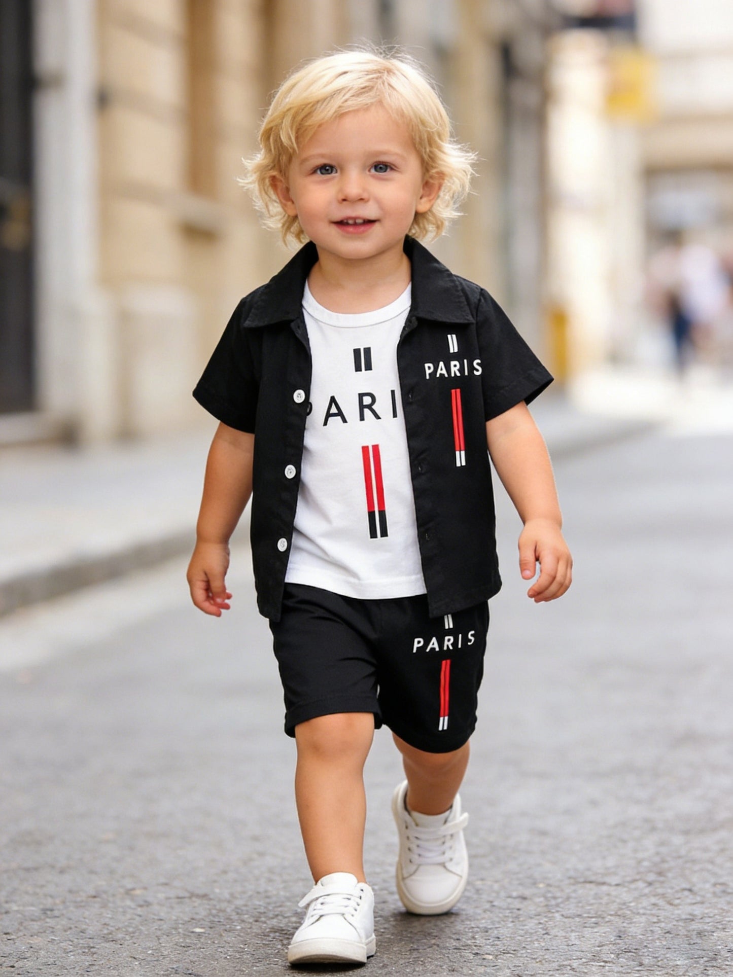 Baby Boy's 3-Piece Spring Summer Set with Paris Print