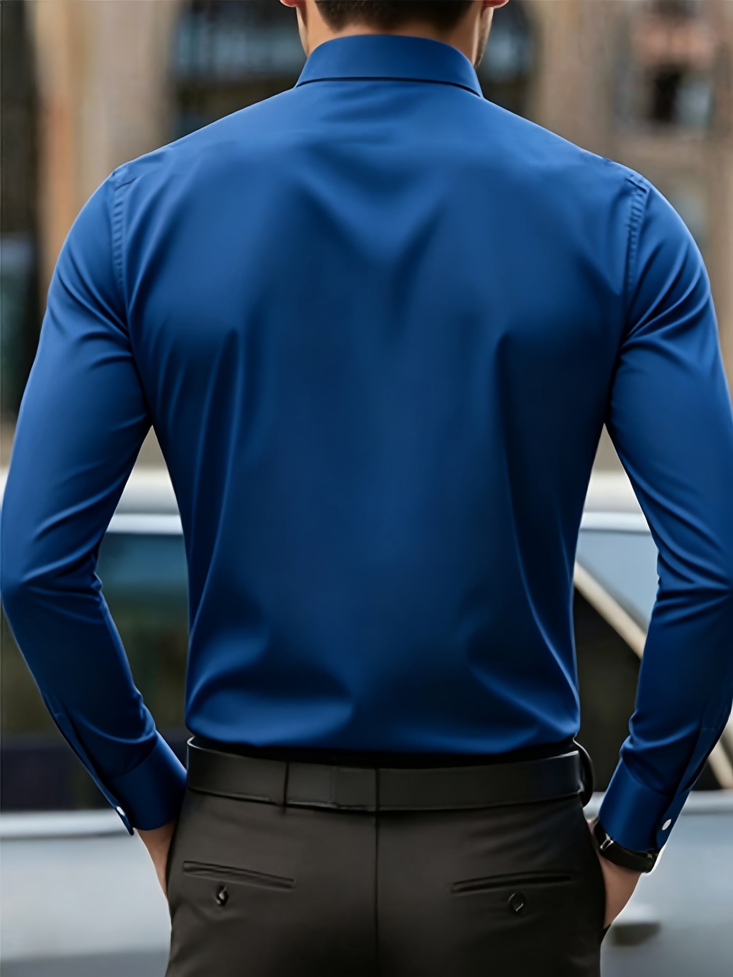 Men's Slim Fit 2-Piece Suit Set Long Sleeve Shirt & Tapered Pants
