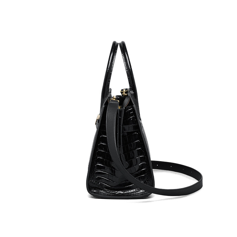 Elegant Crocodile-Pattern Leather Women's Tote & Crossbody Bag