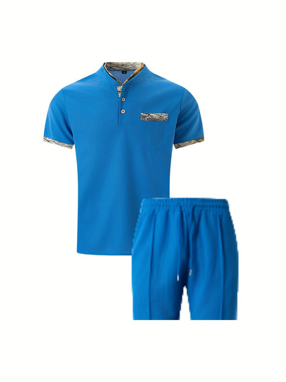 Men's Casual Summer Suit Set - Short Sleeve Shirt & Shorts